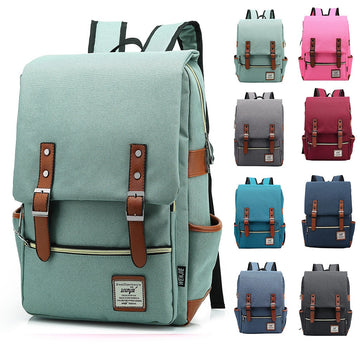 Vintage Laptop Backpack with USB Charging Port Women Canvas Bags Travel Backpacks Retro School Bags